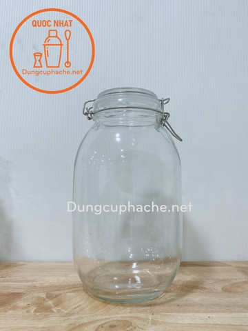 Hũ thủy tinh nắp gài dáng TRÒN 3000ml - T12 -K
