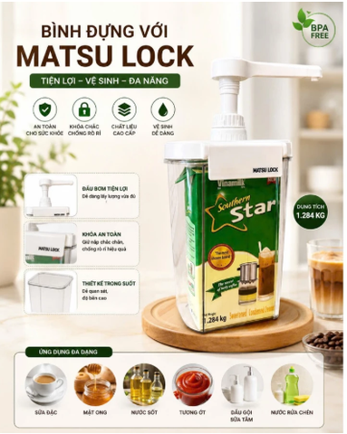 Hộp thực phẩm khô Matsu Lock 1600ml +8%
