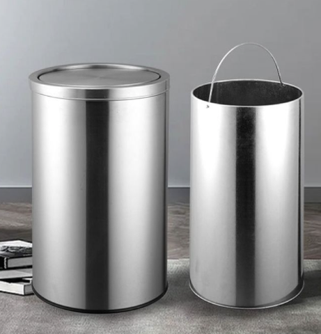 Thùng rác inox tròn nắp lật phi 48 cao 85cm (HTI480-L) +8%