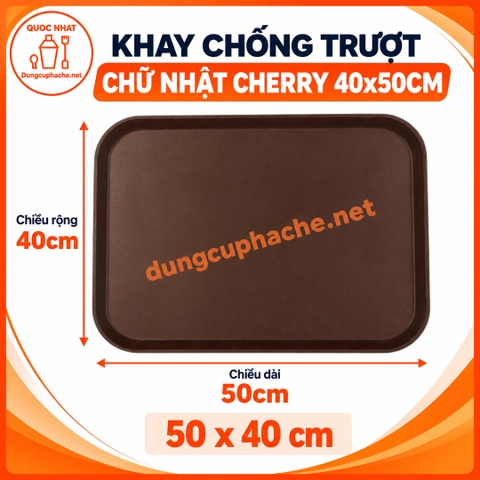 Khay chống trượt Chữ Nhật Cherry 40x50cm (1520) - T14 +8%