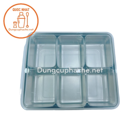 Khay inox topping 6 ngăn (nắp nhựa) - T20 +10%