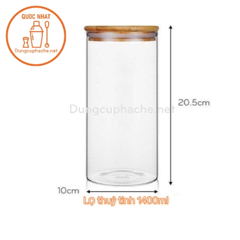 Lọ thuỷ tinh Deli nắp gỗ tre - 1400ml - T36 -K