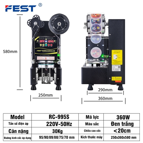 Máy dập màn ly cốc tự động FEST RC-995 -N