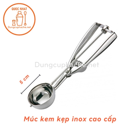 Múc kem inox dạng bóp nhỏ dày size 24 - 5cm +8%