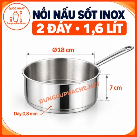 Nồi nấu sốt inox (2 đáy) 1.6L - 101604 +8%