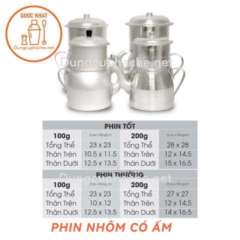 Phin nhôm có ấm loại BÓNG DÀY 200gr -T24 +10%