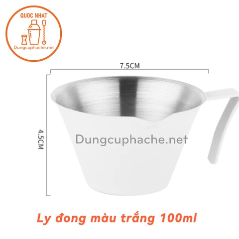 Ly đong cà phê inox 100ml (MÀU TRẮNG)- Có VẠCH -10%