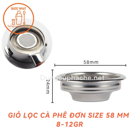 Giỏ lọc cà phê ĐƠN 58mm (Filter Basket)  8-12gr -K
