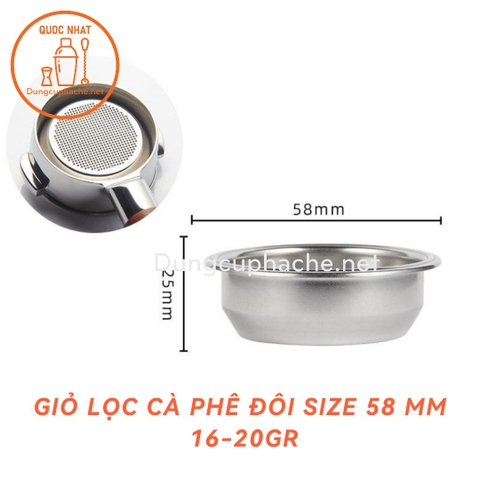 Giỏ lọc cà phê  ĐÔI 58mm (Filter Basket) 16-20gr -K
