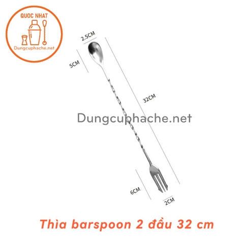 Thìa barspoon 2 đầu DÀI - 32cm +10%