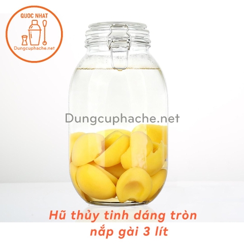 Hũ thủy tinh nắp gài dáng TRÒN 3000ml - T12 -K