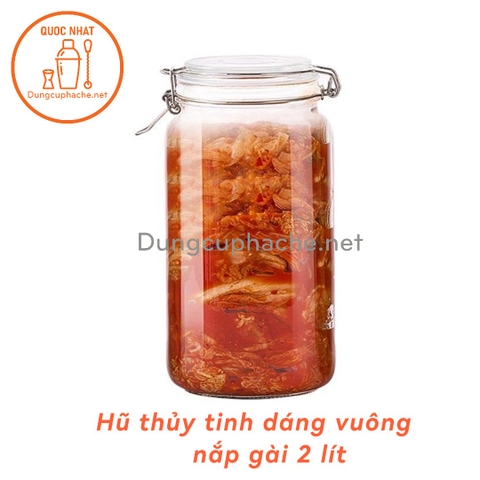 Hũ thủy tinh nắp gài dáng VUÔNG 2000ml - T12 -K