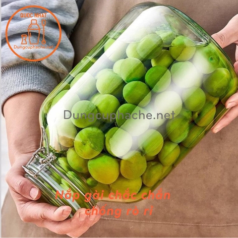 Hũ thủy tinh nắp gài dáng TRÒN 3000ml - T12 -K