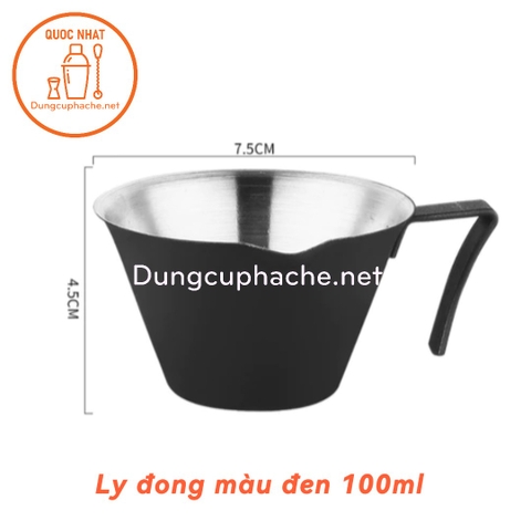 Ly đong cà phê inox 100ml  (MÀU ĐEN)- Có VẠCH -10%