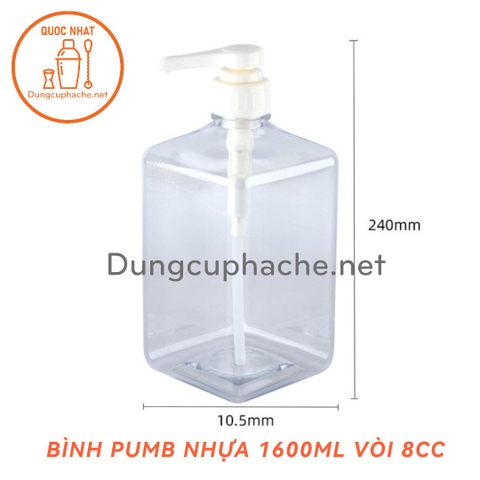 Bình pumb Nhựa trong suốt 1600ml - T24 +8%