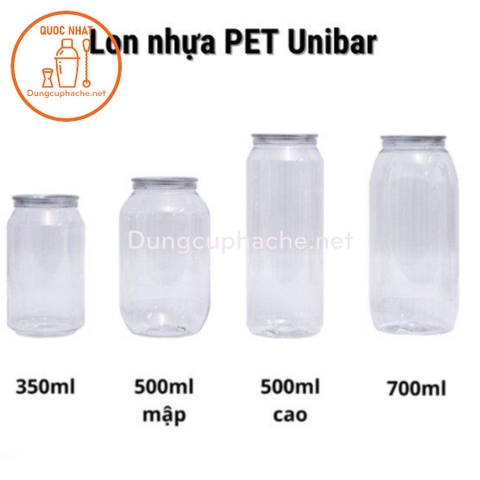 Lon nhựa unibar kèm nắp xé 500ml Lon MẬP (B)- T100 -8%
