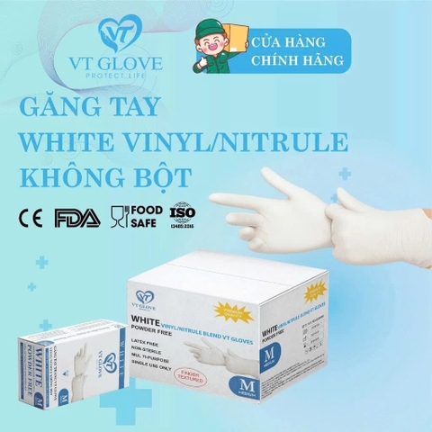 Bao tay TRẮNG Nitrile Size S +8%