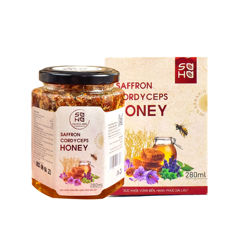 Saffron Cordyceps Honey - Mật ong ngâm Đông trùng hạ thảo Saffron