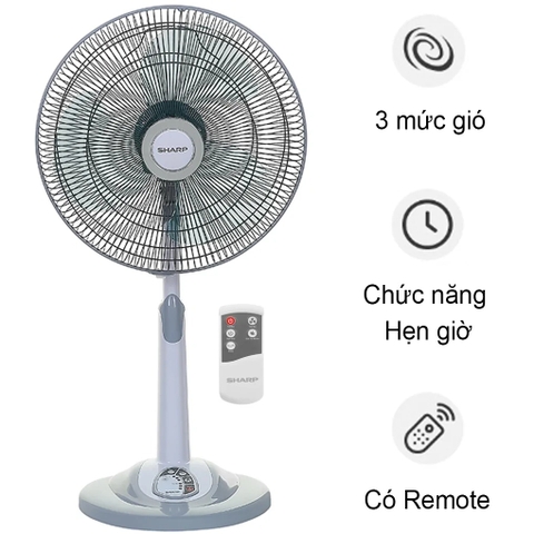 Quạt cây Sharp 3 cánh PJ-L40RV-LG (có khiển)