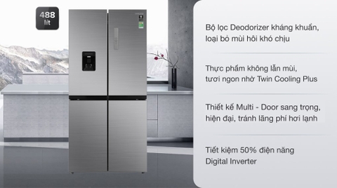 Tủ lạnh Samsung Inverter 511 lít Multi Door RF48A4010M9/SV