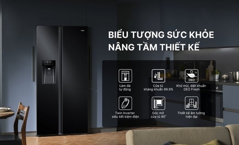 Tủ lạnh Aqua Inverter 541 lít Side By Side AQR-S541XA(BL)