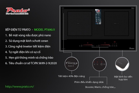 Bếp từ Prato 2 vùng nấu PT-690.I1