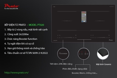 Bếp từ Prato 2 vùng nấu PT-020