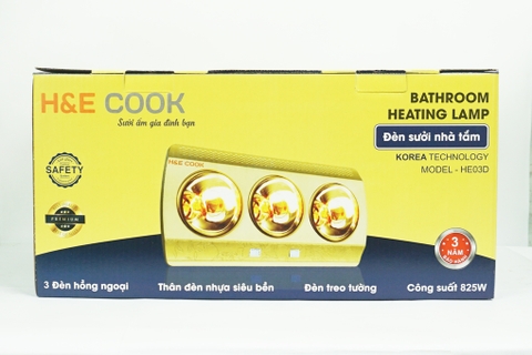 Đèn sưởi nhà tắm H&E Cook 3 bóng HE03D