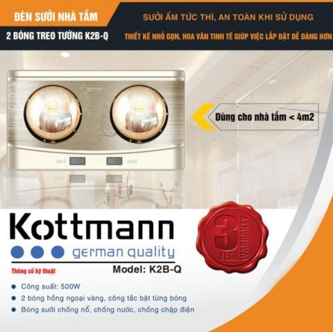 Đèn sưởi Kottmann 2 bóng K2BQ