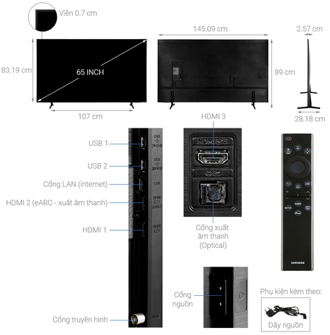 Smart Tivi Samsung 4K 65 inch UA65BU8000