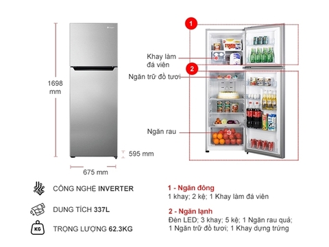 Tủ lạnh Casper Inverter 368 lít RT-368VG