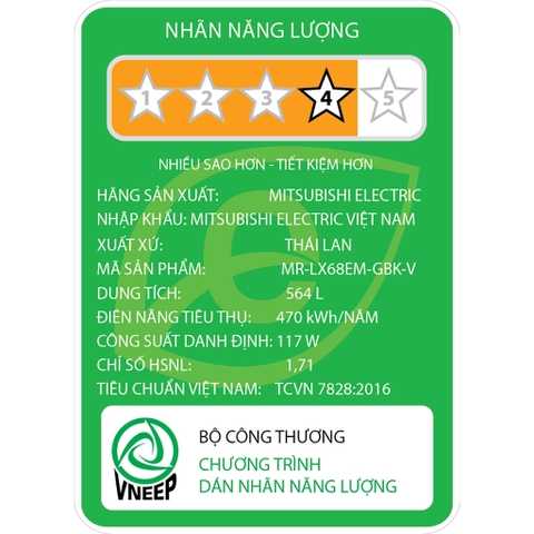 Tủ lạnh Mitsubishi Electric Inverter 564 lít MR-LX68EM-GSL-V