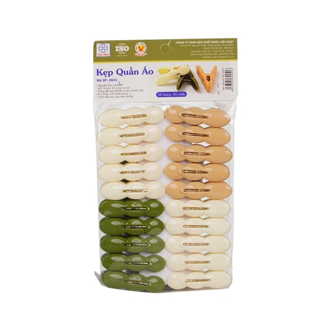 Set 10 kẹp quần áo, vỉ móc kẹp quần áo, kẹp nhựa đa năng K2835 Nhựa Việt Nhật Shop