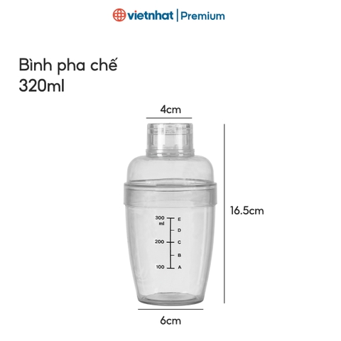 Bình lắc Shaker pha chế nhựa chia vạch đen Việt Nhật BPC 0101/0102/0103 Nhựa Việt Nhật Premium