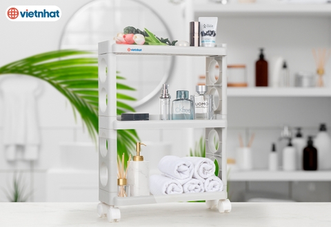 Kệ chữ nhật đa năng 3 tầng có bánh xe K5580 Nhựa Việt Nhật Shop
