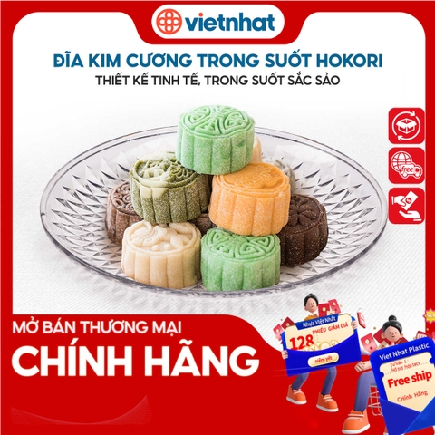 Đĩa nhựa tròn kim cương trong suốt Hokori DKCH 1290/1291/1292 Nhựa Việt Nhật Shop