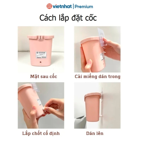 Cốc dán tường tiện ích, cốc để bàn chải, kem đánh răng dán tường 6370 Nhựa Việt Nhật Shop