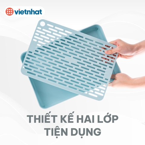 Khay úp cốc, khay trà, khay úp chén có rãnh thoát nước K5658 Nhựa Việt Nhật Shop