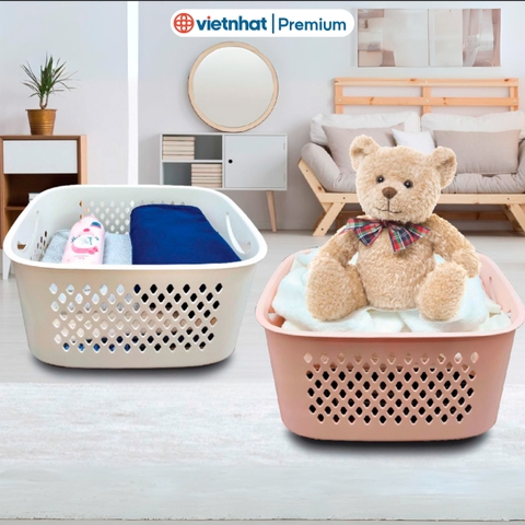 Giỏ đựng đồ đa năng có quai xách, giỏ caro 3372/3373 Nhựa Việt Nhật Shop