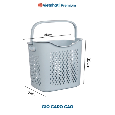 Giỏ đựng đồ đa năng có quai xách, giỏ caro 3372/3373 Nhựa Việt Nhật Shop