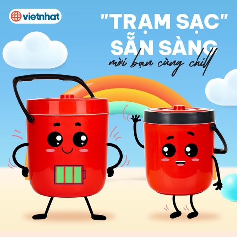 Thùng đựng đá, phích đá tròn 22L giữ nhiệt an toàn siêu bền Việt Nhật P3922 Nhựa Việt Nhật Shop