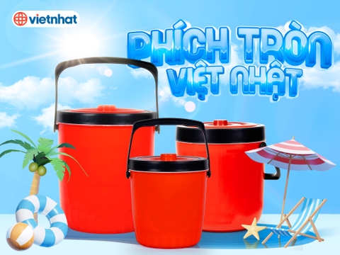 Thùng đựng đá, phích đá tròn 22L giữ nhiệt an toàn siêu bền Việt Nhật P3922 Nhựa Việt Nhật Shop