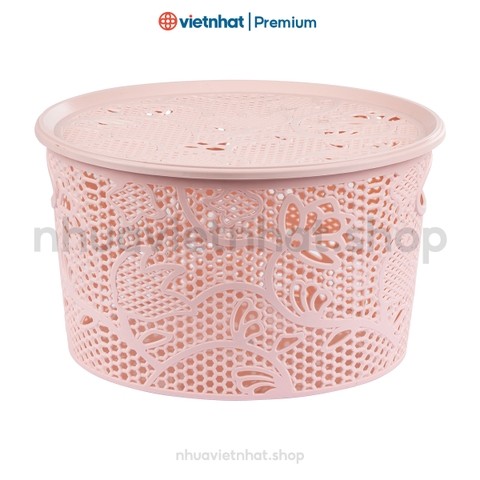 Rổ nhựa nắp, rổ đựng đồ đa năng, rổ tròn nắp đựng quần áo, đồ dùng R3390 Nhựa Việt Nhật Shop