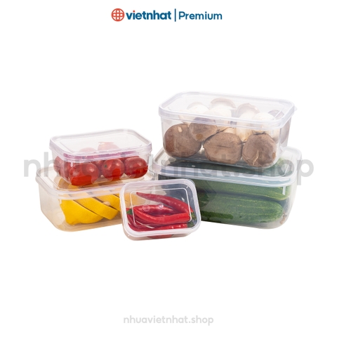 Bộ hộp lạnh 5 size, bộ hộp thực phẩm CN, Bộ hộp lạnh bầu 5 B6685 Nhựa Việt Nhật Shop