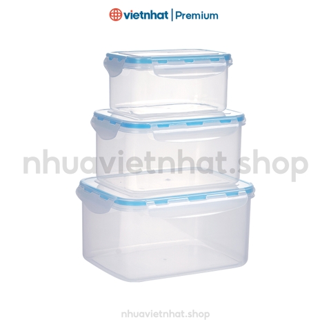 Bộ hộp lạnh chữ nhật có nắp cài, bộ B6535 Nhựa Việt Nhật Shop