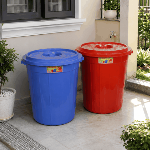 Thùng nhựa nắp tròn truyền thống 120L siêu bền 5380 Nhựa Việt Nhật Shop