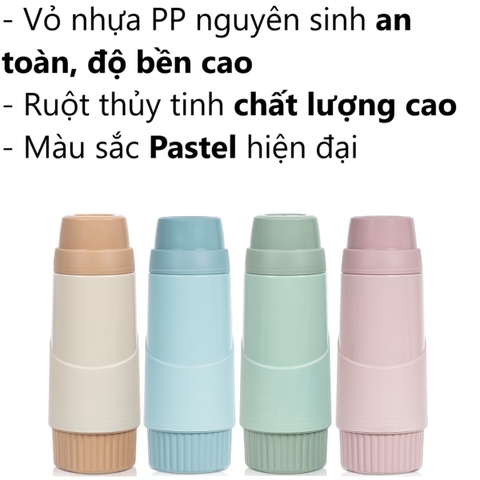 Bình giữ nhiệt cầm tay cá nhân 450ml B3980 Nhựa Việt Nhật Shop