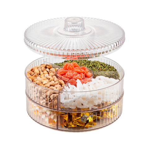 [TẾT] Khay mứt tròn 4 ngăn 2 Tầng cổ truyền Hokori 5635-2 Nhựa Việt Nhật Shop