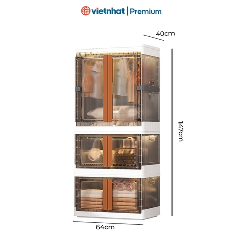 Tủ đựng đồ gấp gọn 3 tầng Tana Hokori T3886-3 Nhựa Việt Nhật Premium
