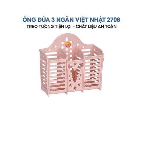 Hộp Đũa, Ống đũa 3 ngăn để Nhà Bếp màu sắc nhã nhặn, tiện lợi O2708 Nhựa Việt Nhật Shop